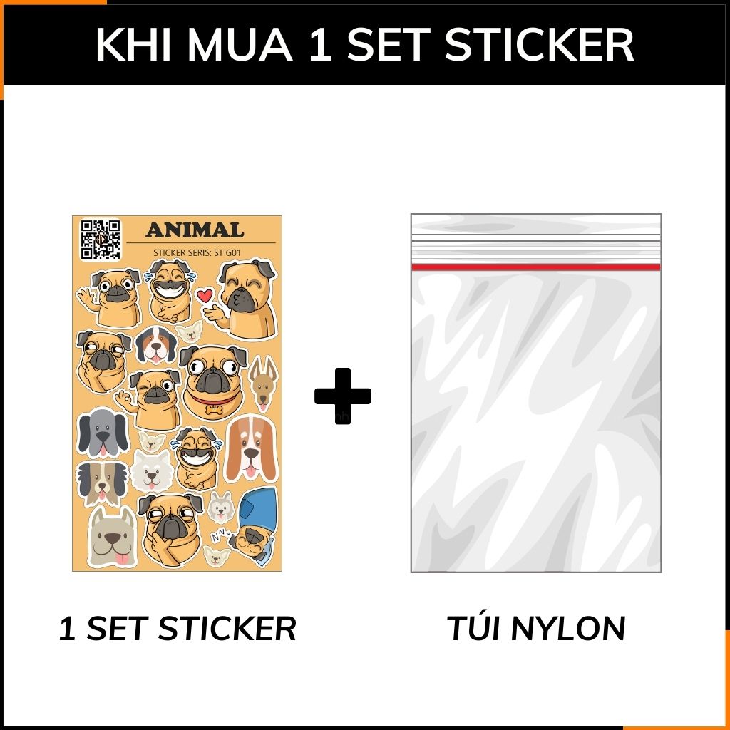 Sticker Animal ST G01 chống thấm xước dán trên mọi bề mặt dễ dàng gỡ bỏ không để lại keo phụ kiện huỳnh tân store
