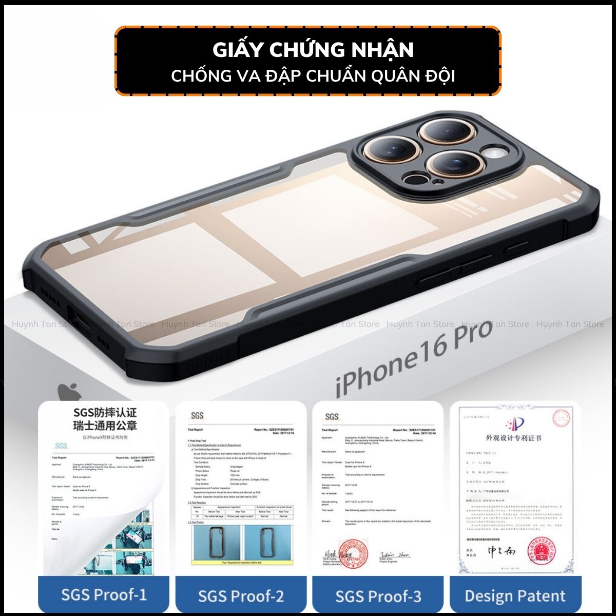 Ốp lưng iphone 17 16 pro max ip 15 14 13 x xs max xr XUNDD trong suốt chống sốc chính hãng huỳnh tân