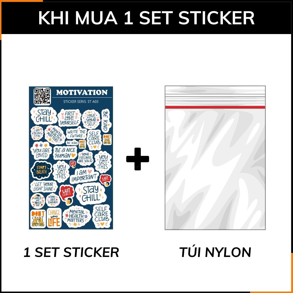 Hình dán sticker đẹp những câu thành ngữ hay Motivation ST A03 chất liệu vinyl phủ lớp chống thấm xước bay màu phụ kiện huỳnh tân store