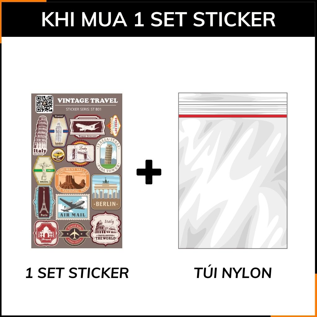 Hình dán sticker du lịch Vintage Travel ST B01 chống thấm xước bay màu hình dán mũ bảo hiểm laptop điện thoại vali phụ kiện huỳnh tân store