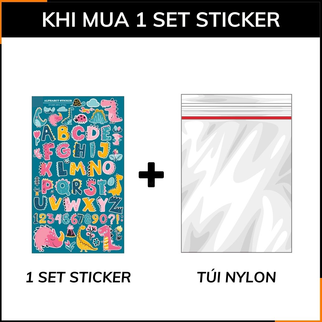 Hình dán sticker Alphabet ST T04 bóng phù hợp cho các bé muốn tiếp xúc bảng chữ cái với nhiều kiểu hình đa dạng