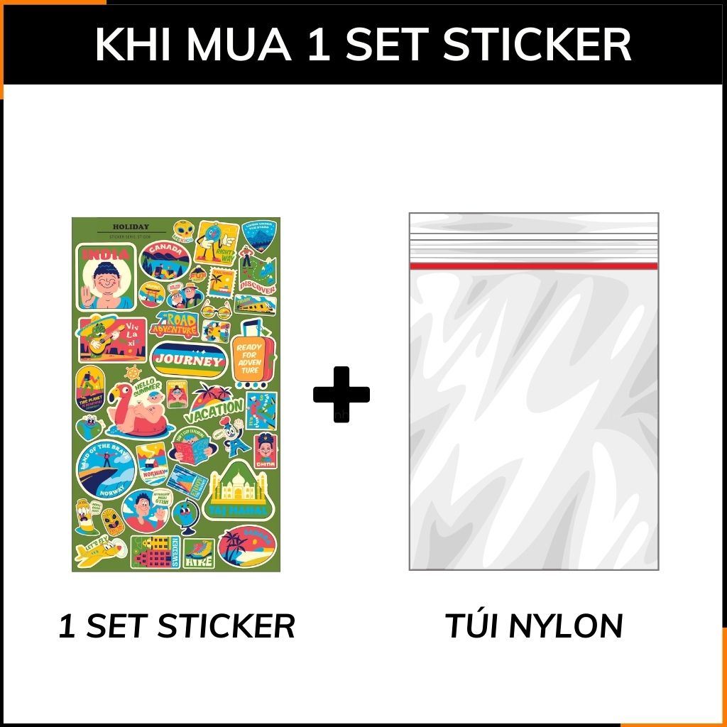 Holiday ST Q06 bộ hình dán sticker đa dạng với mẫu trang trí độc đáo làm mới không gian với mọi bề mặt gỡ không để keo