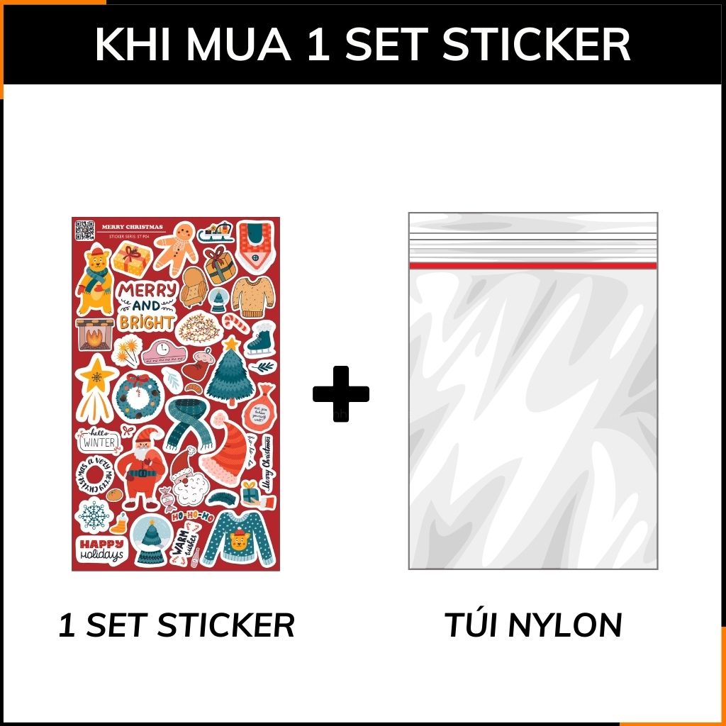 Sticker đẹp giáng sinh Merry Christmas ST P04 chống thấm xước dán trên mọi bề mặt dễ dàng gỡ bỏ không để lại keo phụ kiện huỳnh tân store