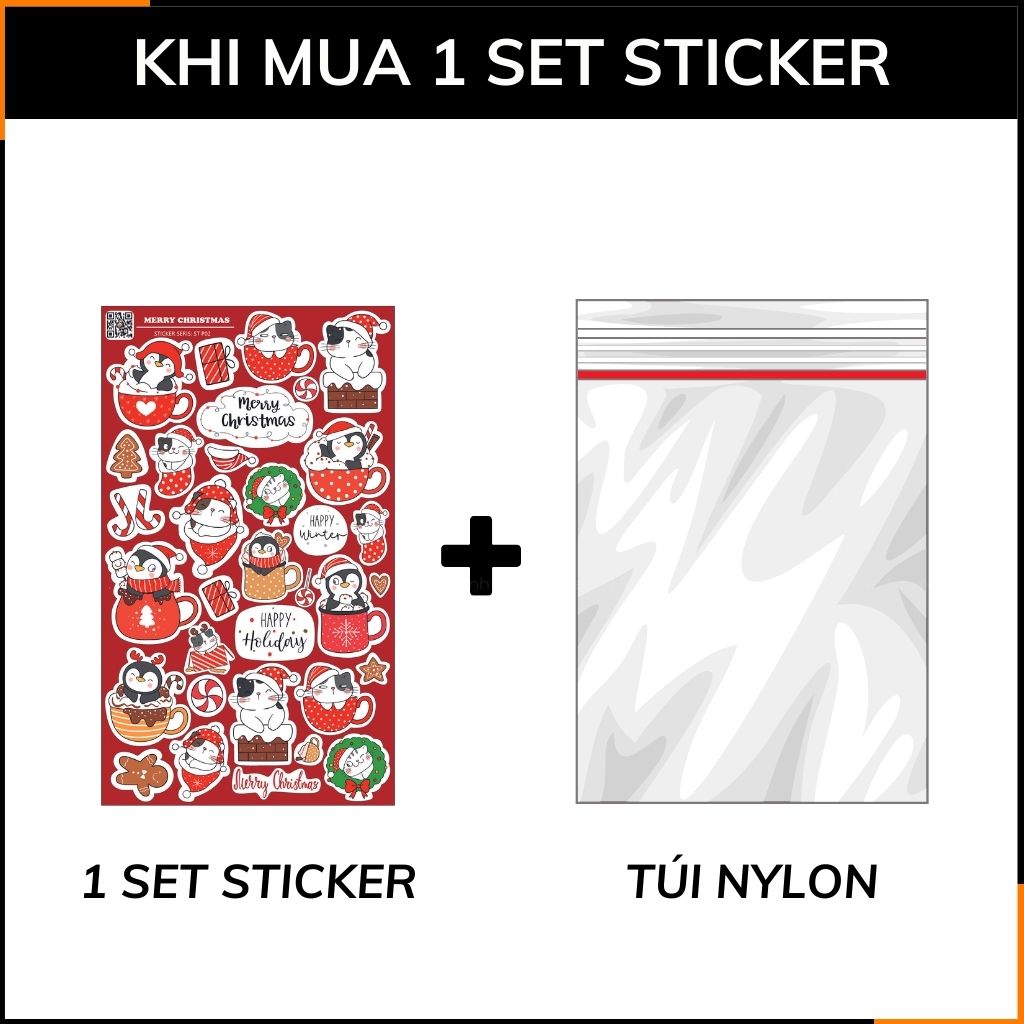 Hình dán Sticker giáng sinh Merry Christmas ST P02 đa dạng với mẫu trang trí độc đáo làm mới không gian với mọi bề mặt gỡ phụ kiện huỳnh tân store