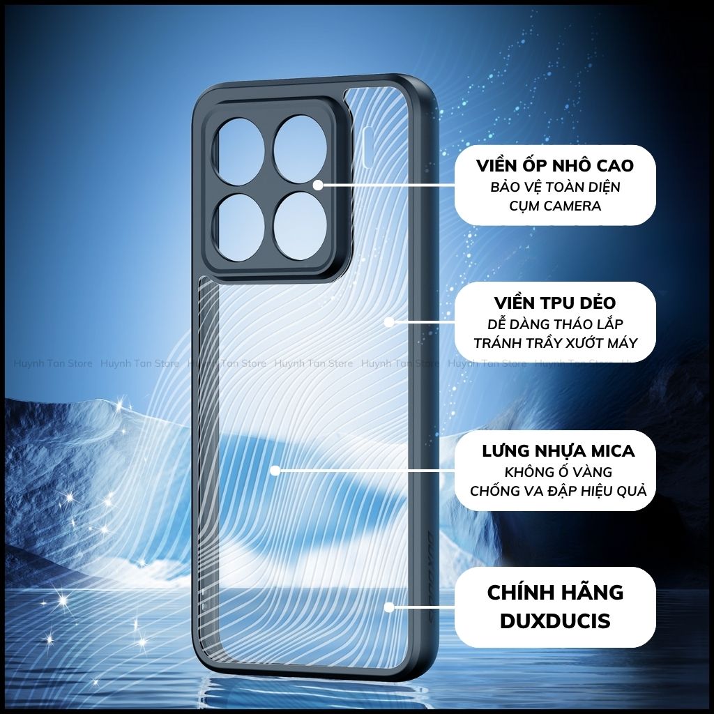 Ốp Xiaomi 17 Pro Max, 15 Ultra, 15T, 14 k70 aimo chính hãng duxducis chống va đập trong suốt không ố vàng huỳnh tân store