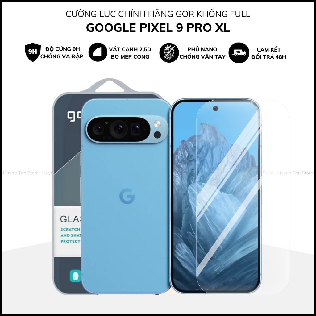 Kính cường lực google Pixel 9 pro xl, Pixel 9 pro, Pixel 9a, Pixel 9 trong suốt không full màn chính hãng Gor phụ kiện điện thoại huỳnh tân store