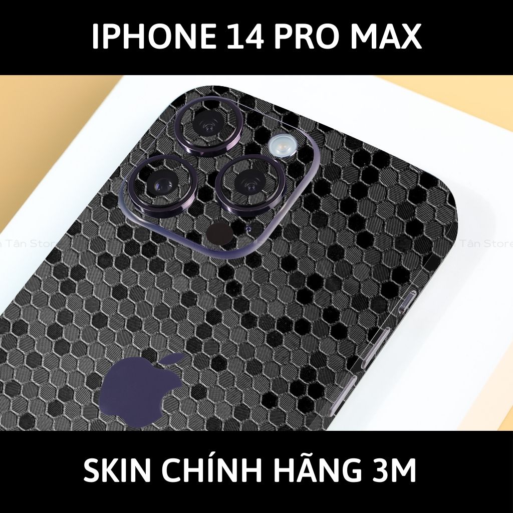 Skin 3m Iphone 14, Iphone 14 Pro, Iphone 14 Pro Max full body và camera nhập khẩu chính hãng USA phụ kiện điện thoại huỳnh tân store - Hexis Honeycomb Black - Warp Skin Collection