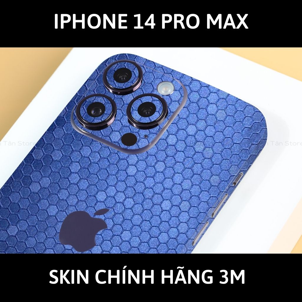 Skin 3m Iphone 14, Iphone 14 Pro, Iphone 14 Pro Max full body và camera nhập khẩu chính hãng USA phụ kiện điện thoại huỳnh tân store - Oracal Honeycomb Blue - Warp Skin Collection