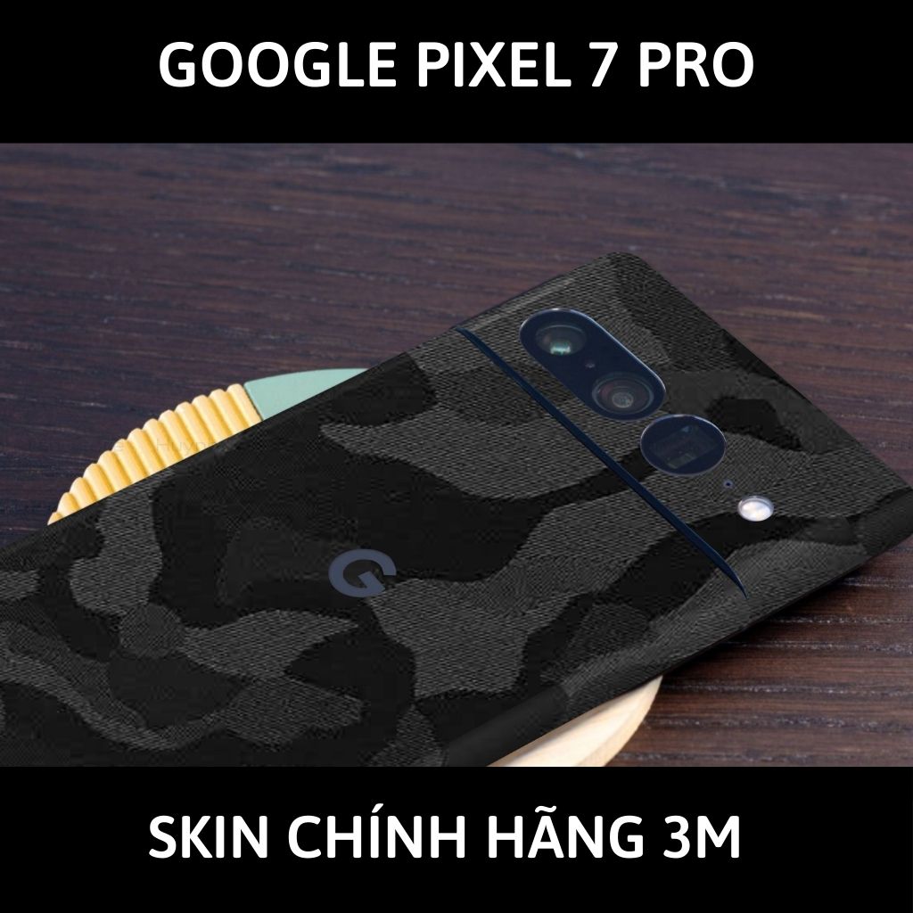 Skin 3m Google Pixel 7 Pro, Pixel 7, Pixel 7A full body và camera nhập khẩu chính hãng USA phụ kiện điện thoại huỳnh tân store - Camo Black - Warp Skin Collection