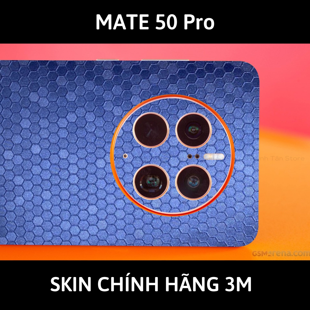 Dán skin điện thoại Huawei Mate 50 Pro full body và camera nhập khẩu chính hãng USA phụ kiện điện thoại huỳnh tân store - Honeycomb Blue - Warp Skin Collection