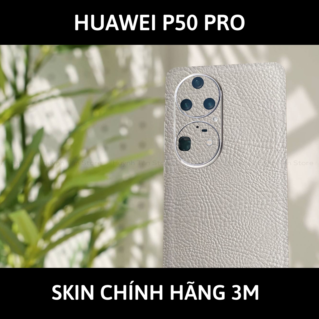Dán skin điện thoại Huawei P50 Pro full body và camera nhập khẩu chính hãng USA phụ kiện điện thoại huỳnh tân store - Grey Leather - Warp Skin Collection