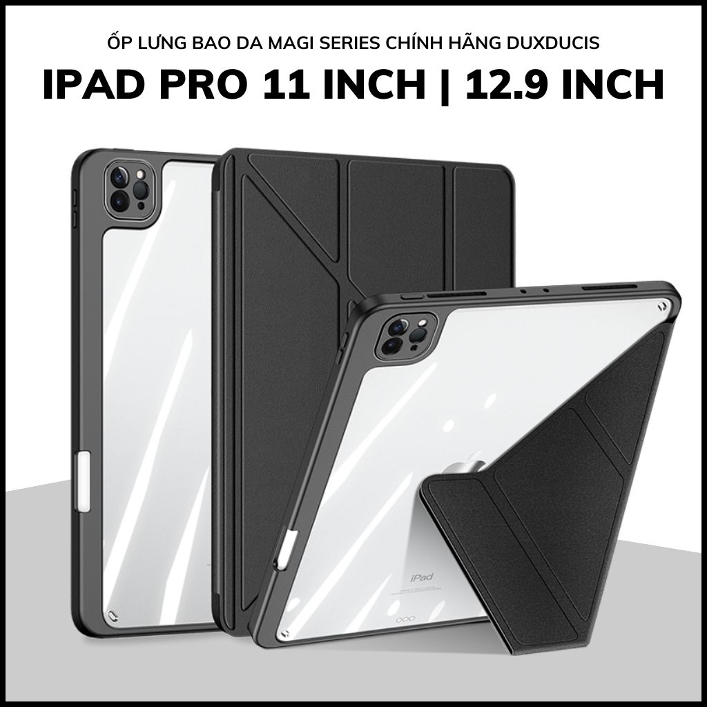 BAO DA ipad pro 11 inch 12,9 inch magi series chính hãng duxducis chống va đập có khay khe để bút
