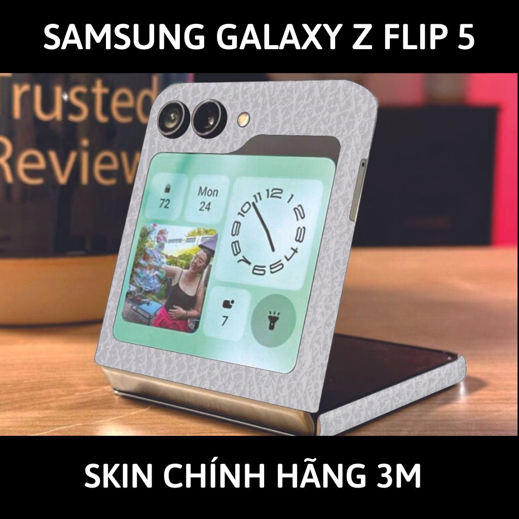 dán skin 3m samsung galaxy z flip 5 full body, camera phụ kiện điện thoại huỳnh tân store - White Leather