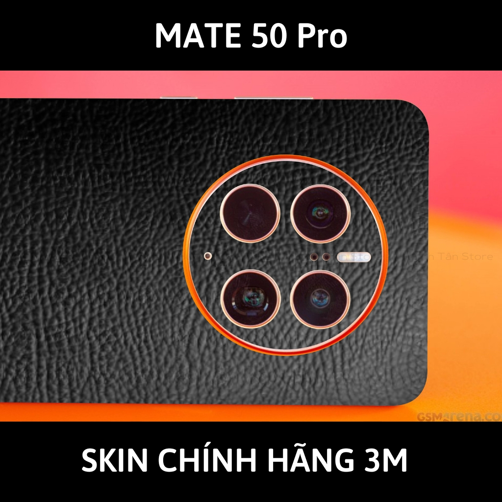 Dán skin điện thoại Huawei Mate 50 Pro full body và camera nhập khẩu chính hãng USA phụ kiện điện thoại huỳnh tân store - Black Leather - Warp Skin Collection