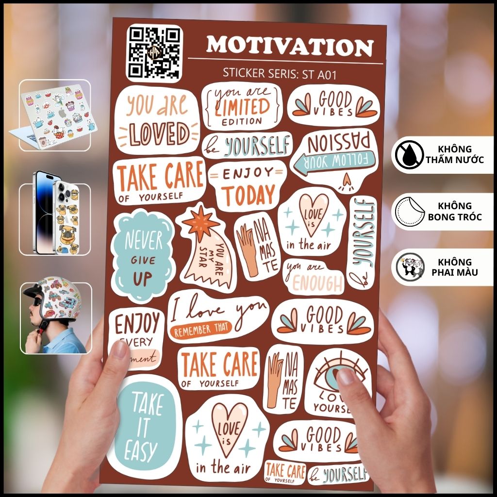 Sticker những câu thành ngữ hay Motivation ST A01 chống thấm xước dán trên mọi bề mặt dễ dàng gỡ bỏ không để lại keo phụ kiện huỳnh tân store