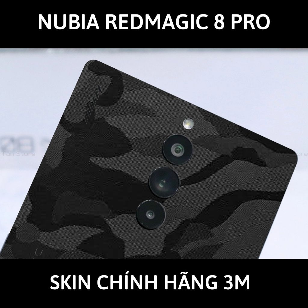 Skin 3m Nubia Redmagic 8 Pro, 8 Pro Plus full body và camera nhập khẩu chính hãng USA phụ kiện điện thoại huỳnh tân store - Camo Black - Warp Skin Collection