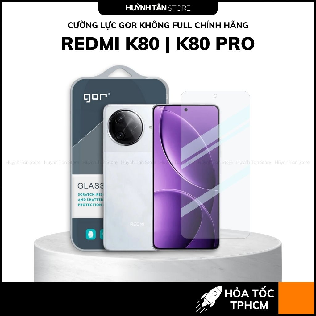 Kính cường lực trong suốt redmi k90 pro max k80 k70 ultra k60 k50 k40 KHÔNG FULL MÀN chống bám vân tay chính hãng GOR