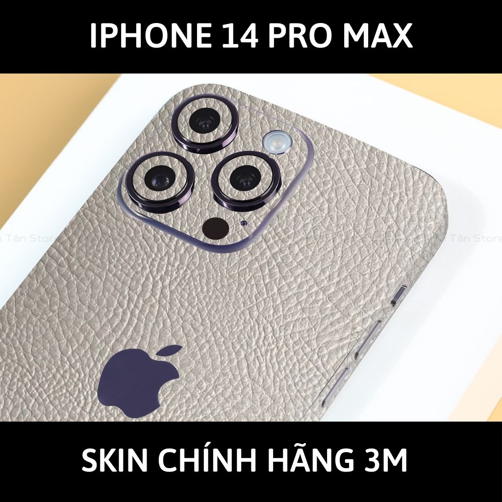 Skin 3m Iphone 14, Iphone 14 Pro, Iphone 14 Pro Max full body và camera nhập khẩu chính hãng USA phụ kiện điện thoại huỳnh tân store - Hexis Grey Leather - Warp Skin Collection