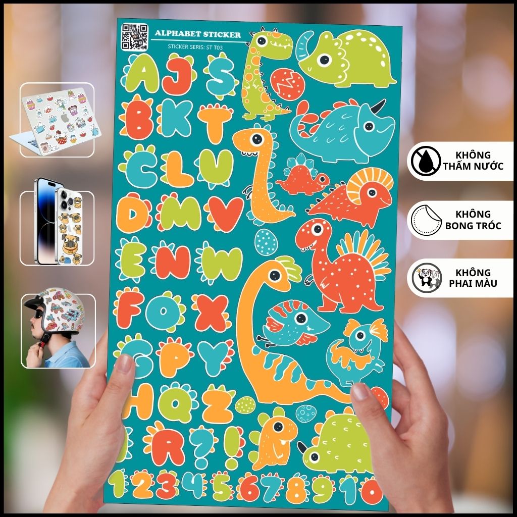 Hình dán Alphabet ST T03 cho trẻ giải trí vui chơi và học tập với bảng chữ cái với màu sắc đa dạng phụ kiện huỳnh store