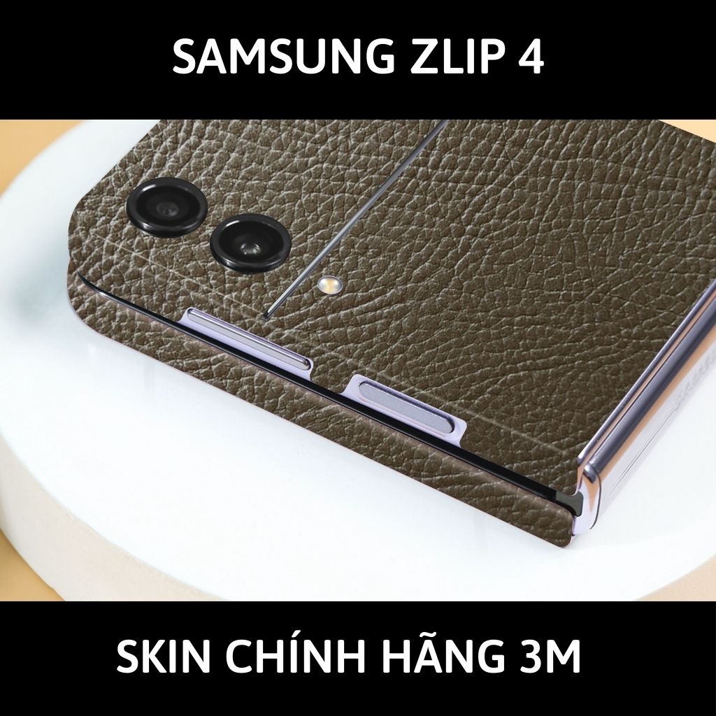 Skin 3m samsung galaxy Z Flip 4, Z Flip 3, Z Flip full body và camera nhập khẩu chính hãng USA phụ kiện điện thoại huỳnh tân store - Hexis Brown Leather - Warp Skin Collection