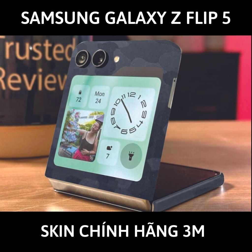dán skin 3m samsung galaxy z flip 5 full body, camera phụ kiện điện thoại huỳnh tân store - Camo Black