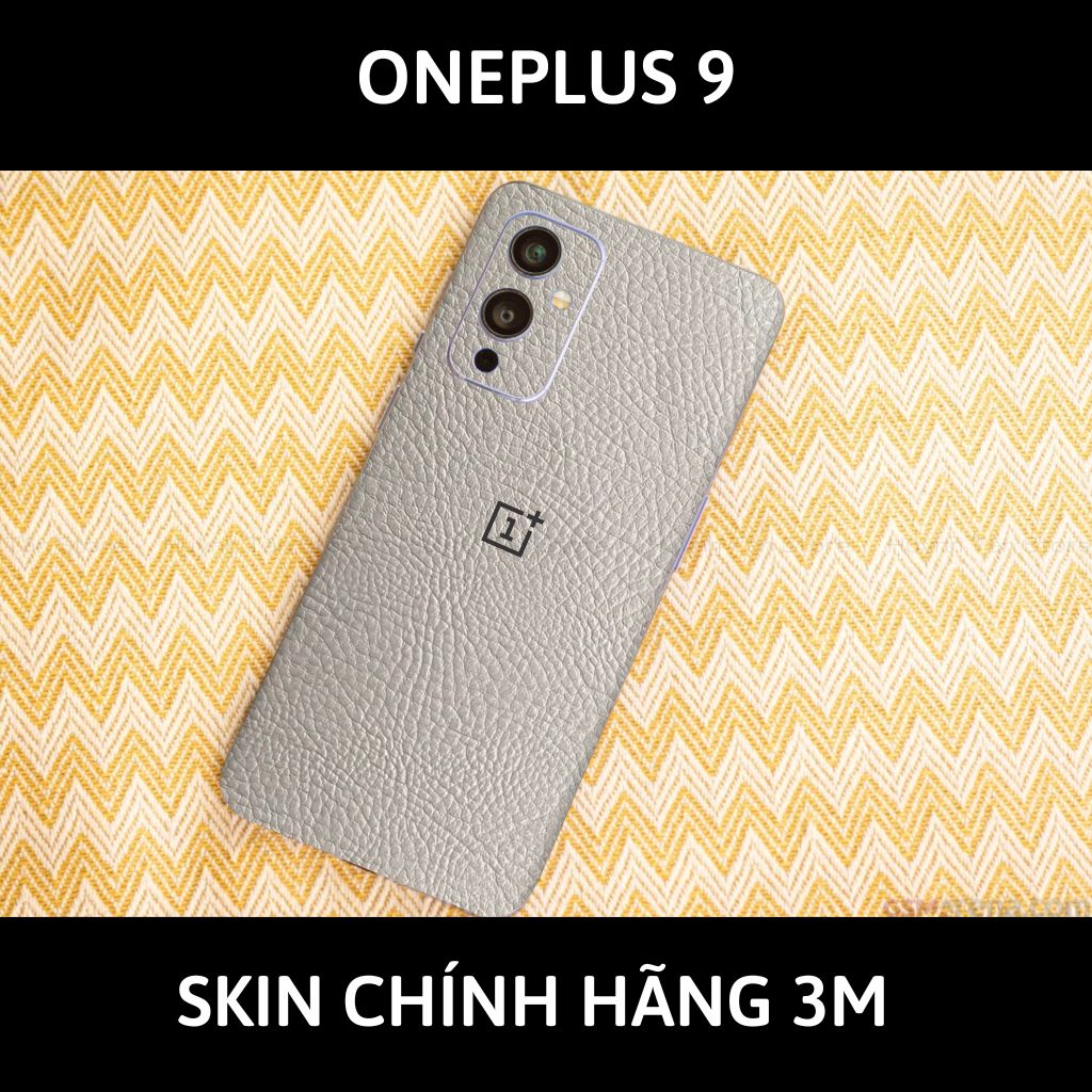 Skin 3m Oneplus 9R, 9 Pro, 9 full body và camera nhập khẩu chính hãng USA phụ kiện điện thoại huỳnh tân store - Hexis Grey Leather - Warp Skin Collection