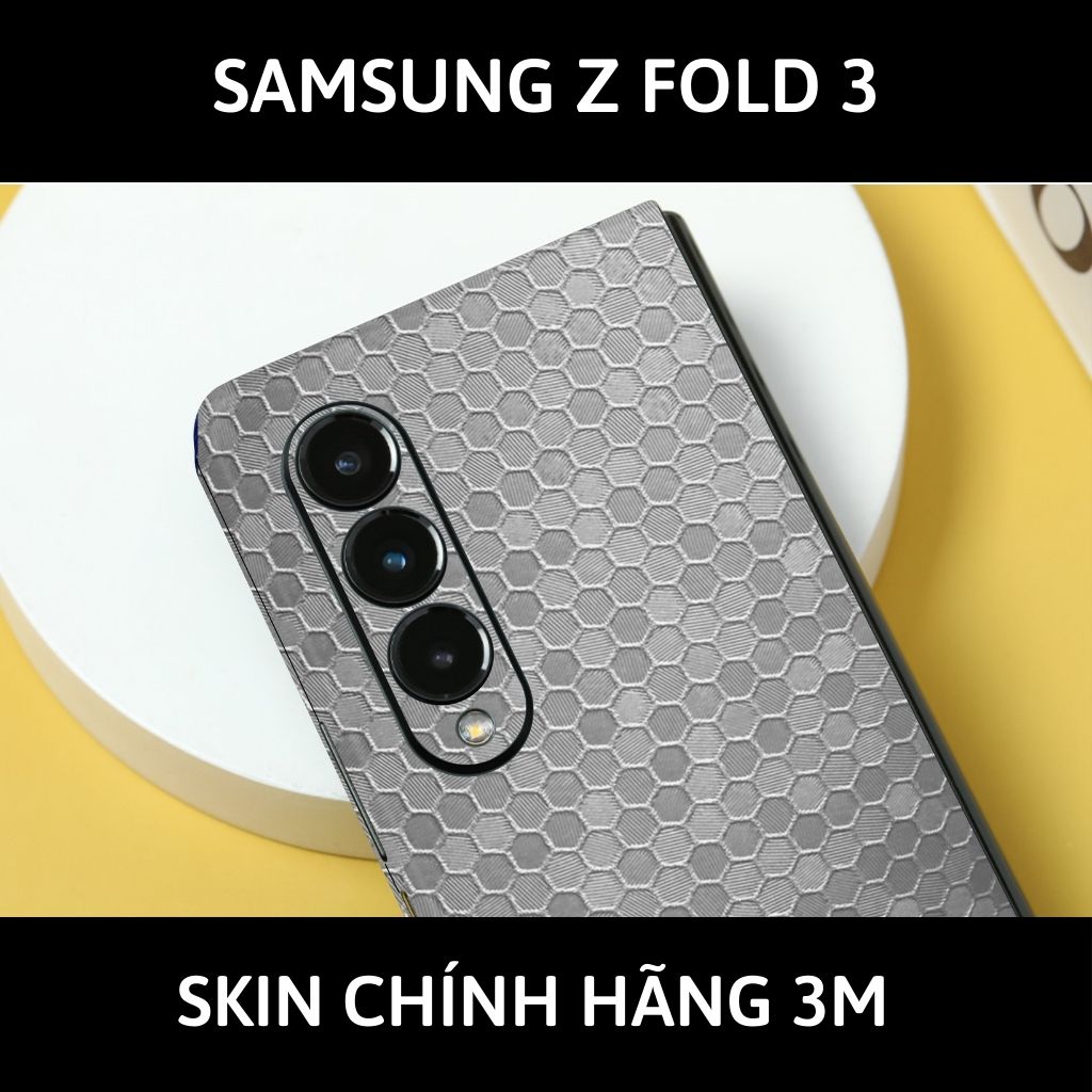 Skin 3m samsung galaxy Z Fold 4, Z Fold 3, Z Fold 2 full body và camera nhập khẩu chính hãng USA phụ kiện điện thoại huỳnh tân store - Oracal Honeycomb Sliver - Warp Skin Collection