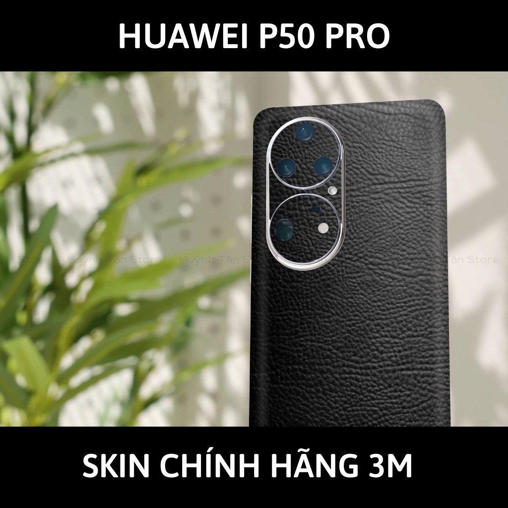 Dán skin điện thoại Huawei P50 Pro full body và camera nhập khẩu chính hãng USA phụ kiện điện thoại huỳnh tân store - Black Leather - Warp Skin Collection