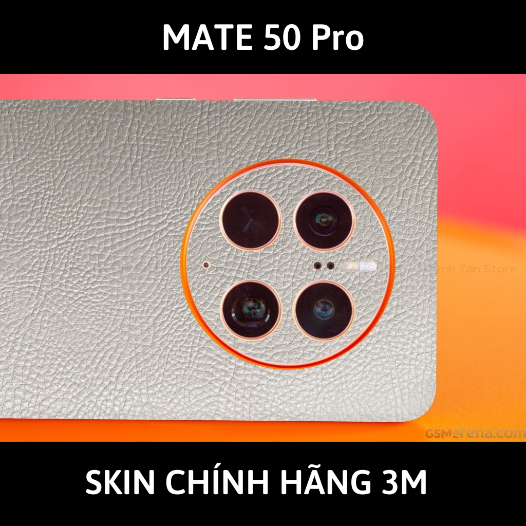 Dán skin điện thoại Huawei Mate 50 Pro full body và camera nhập khẩu chính hãng USA phụ kiện điện thoại huỳnh tân store - Grey Leather - Warp Skin Collection