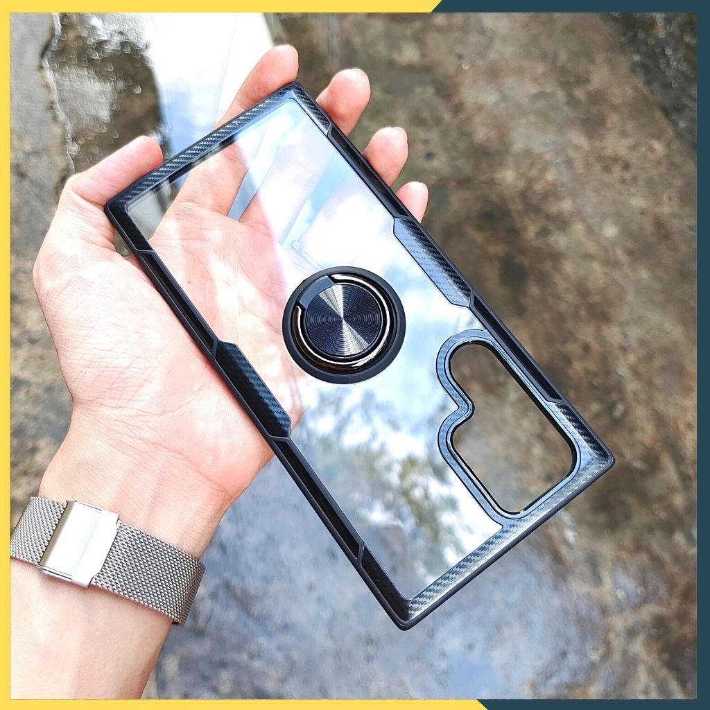 Ốp lưng samsung s22 ultra ring case viền màu mặt lưng trong suốt tích hợp iring trên ốp bảo vệ camera phụ kiện huỳnh tân store