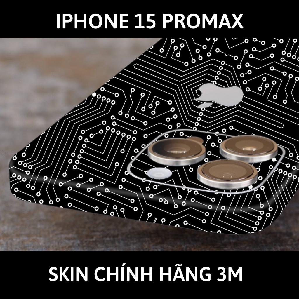 Dán skin điện thoại Iphone 15 Pro Max full body và camera nhập khẩu chính hãng USA phụ kiện điện thoại huỳnh tân store - Electronic Black White - Warp Skin Collection