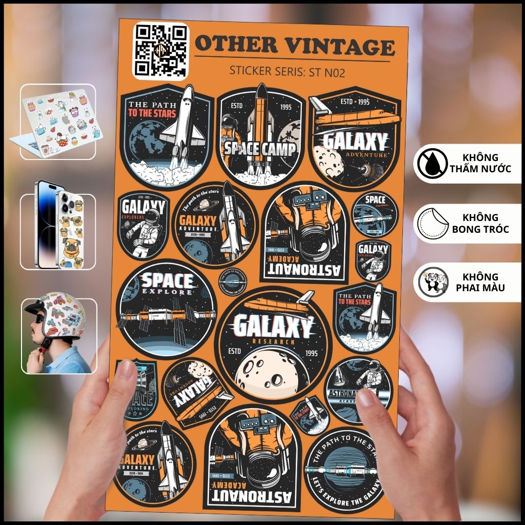 Hình dán sticker không gian vũ trụ Orther Vintage ST N02 chống thấm xước bay màu hình dán mũ bảo hiểm laptop điện thoại phụ kiện huỳnh tân store