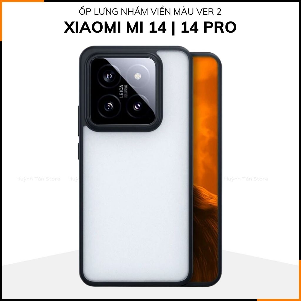 Ốp lưng xiaomi mi 14, 14 pro chống sốc chống vân tay NHÁM VIỀN MÀU VER 2 bảo vệ camera phụ kiện huỳnh tân store