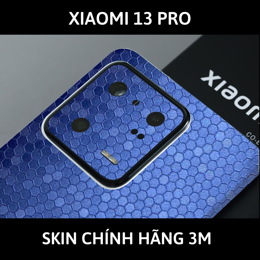 Skin 3m Mi 13 Ultra, Mi 13 Pro, Mi 13  full body và camera nhập khẩu chính hãng USA phụ kiện điện thoại huỳnh tân store - Oracal Honeycomb Blue - Warp Skin Collection