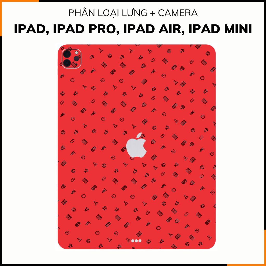 Dán skin ipad , ipad pro, ipad air , ipad mini full body và camera chính hãng 3M - MANY STICKER RED -  SK A14 01 phụ kiện điện thoại huỳnh tân store