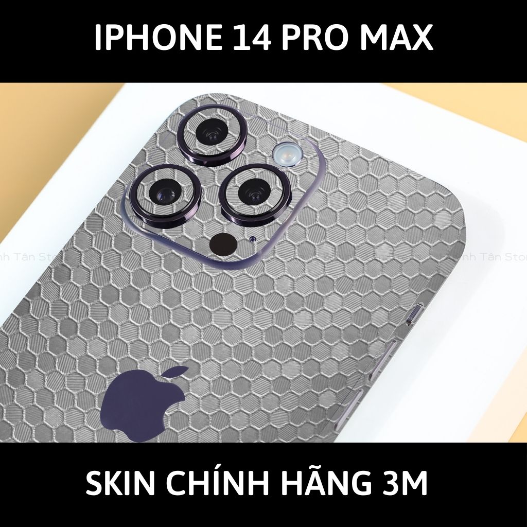 Skin 3m Iphone 14, Iphone 14 Pro, Iphone 14 Pro Max full body và camera nhập khẩu chính hãng USA phụ kiện điện thoại huỳnh tân store - Oracal Honeycomb Sliver - Warp Skin Collection