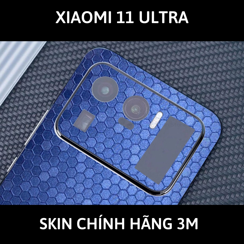 Skin 3m Mi 11 Ultra full body và camera nhập khẩu chính hãng USA phụ kiện điện thoại huỳnh tân store - Oracal Honeycomb Blue - Warp Skin Collection