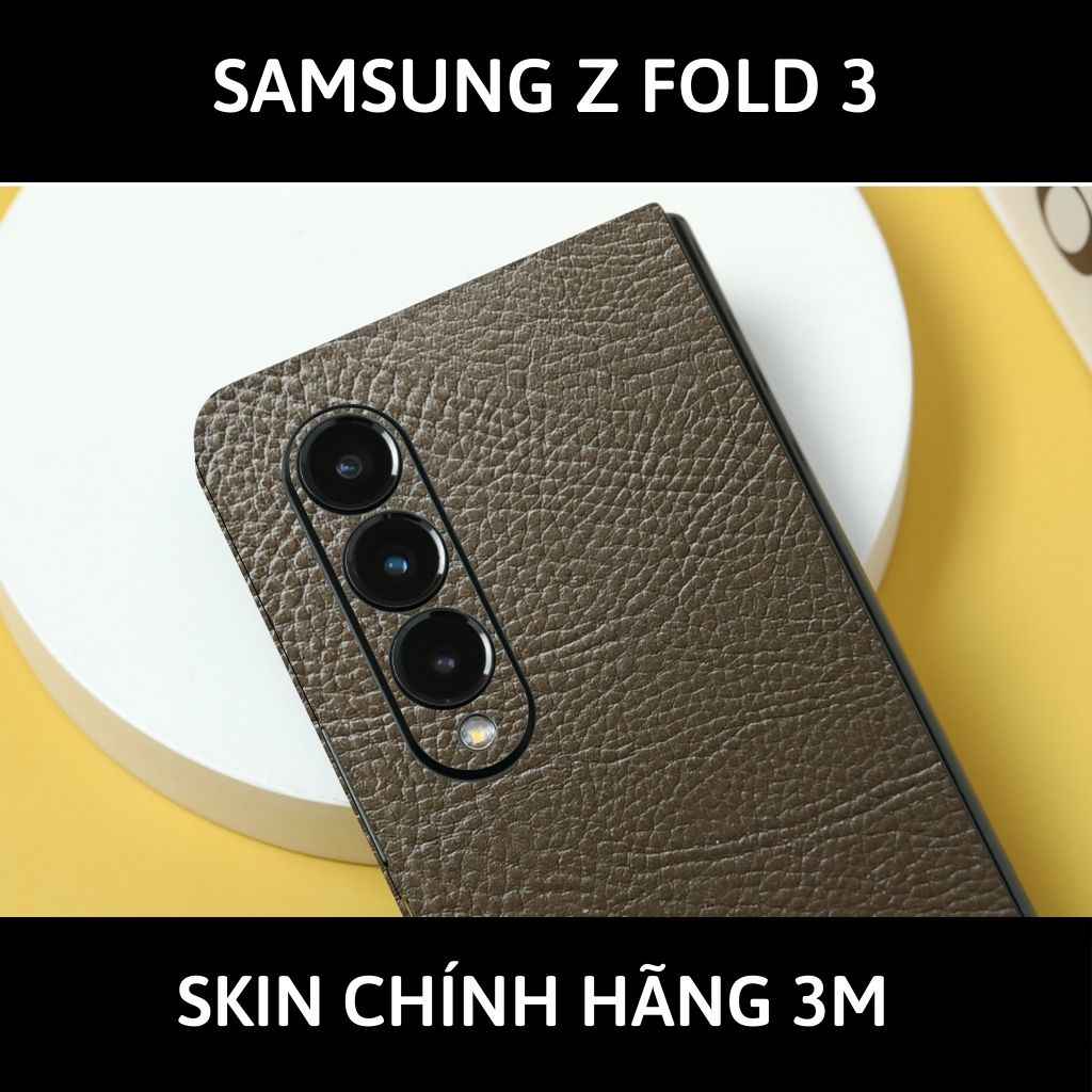 Skin 3m samsung galaxy Z Fold 4, Z Fold 3, Z Fold 2 full body và camera nhập khẩu chính hãng USA phụ kiện điện thoại huỳnh tân store - Hexis Brown Leather - Warp Skin Collection
