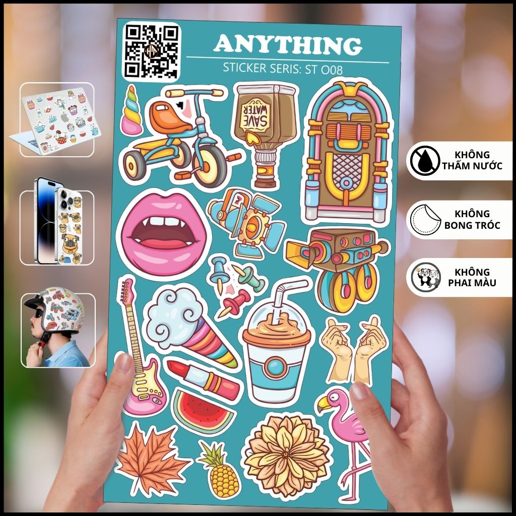 Hình dán sticker Anything ST O08 chống thấm xước dán và gỡ bỏ dễ dàng không để lại keo trang trí mũ bảo hiểm điện thoại phụ kiện huỳnh tân store