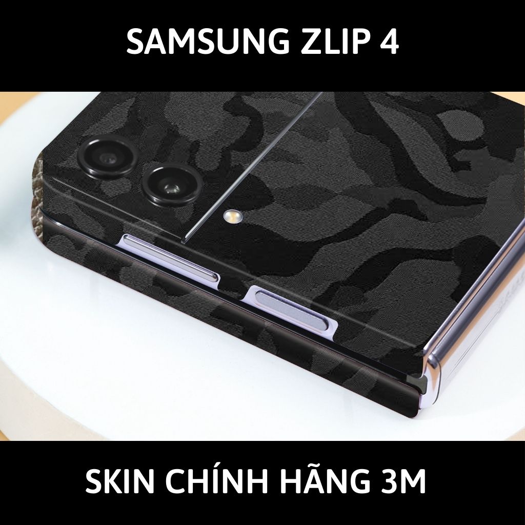 Skin 3m samsung galaxy Z Flip 4, Z Flip 3, Z Flip full body và camera nhập khẩu chính hãng USA phụ kiện điện thoại huỳnh tân store - Camo Black - Warp Skin Collection