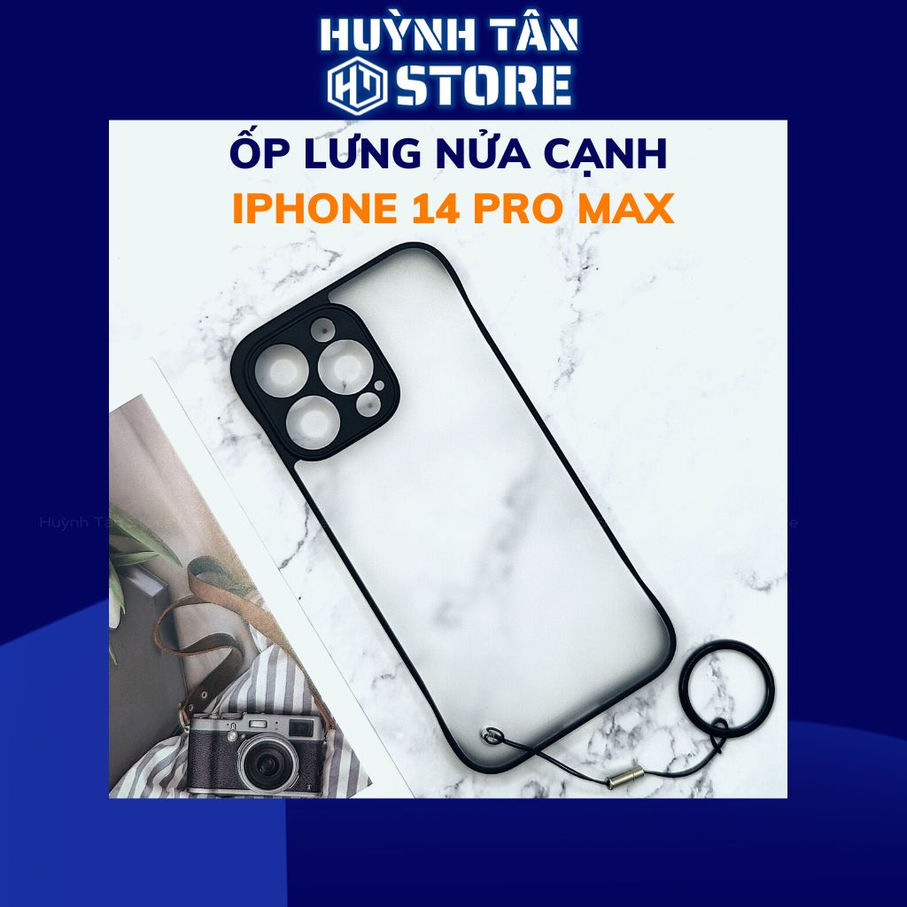 Ốp lưng iphone 14 pro max nửa cạnh lưng nhám chống bám vân tay bảo vệ camera phụ kiện huỳnh tân store
