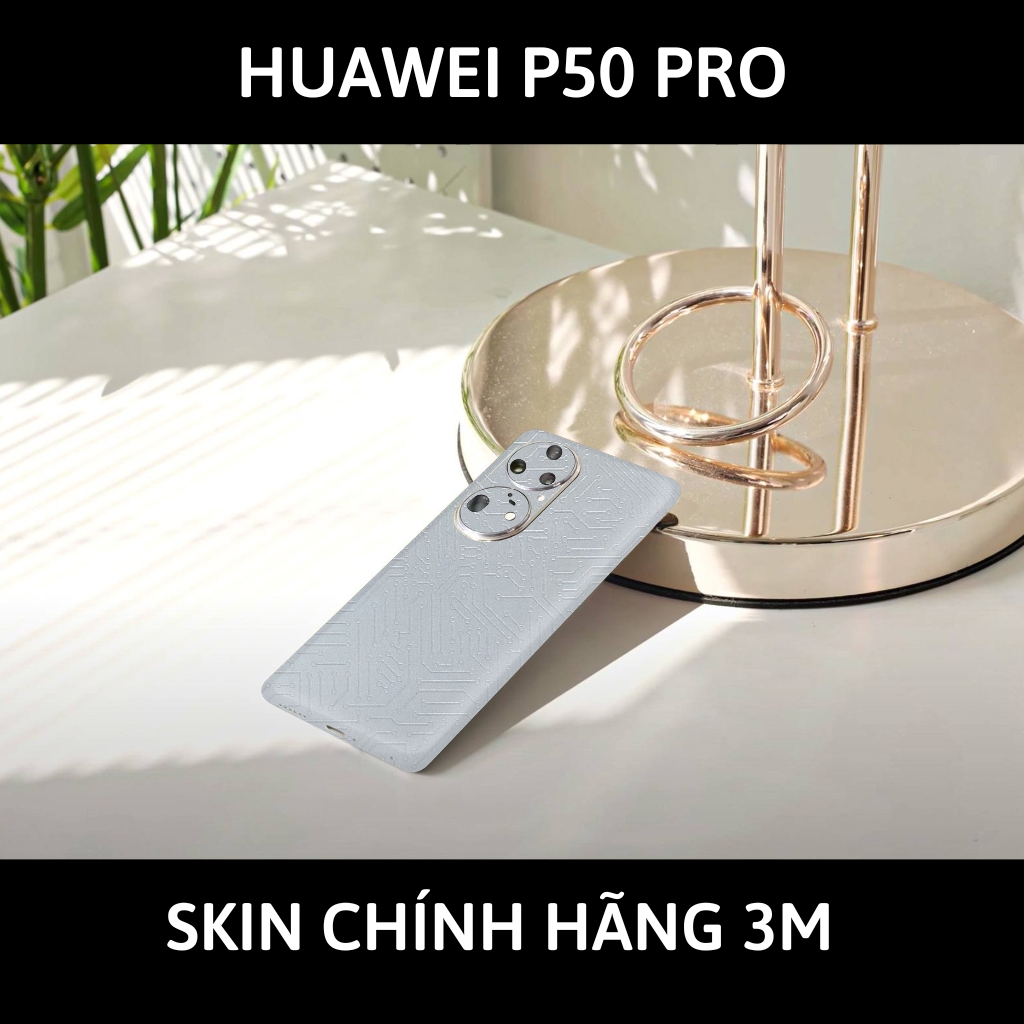 Dán skin điện thoại Huawei P50 Pro full body và camera nhập khẩu chính hãng USA phụ kiện điện thoại huỳnh tân store - Electronic White 2022 - Warp Skin Collection