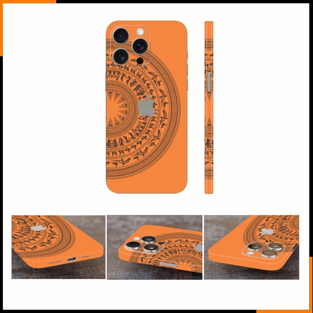 Dán skin điện thoại Iphone 15 Pro, Iphone 15 Pro Max full body và camera nhập khẩu chính hãng USA phụ kiện điện thoại huỳnh tân store - Trống đồng nửa  - Warp Skin Collection