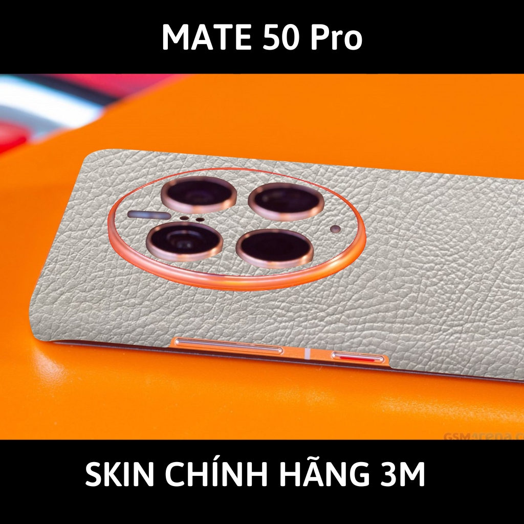 Dán skin điện thoại Huawei Mate 50 Pro full body và camera nhập khẩu chính hãng USA phụ kiện điện thoại huỳnh tân store - Grey Leather - Warp Skin Collection