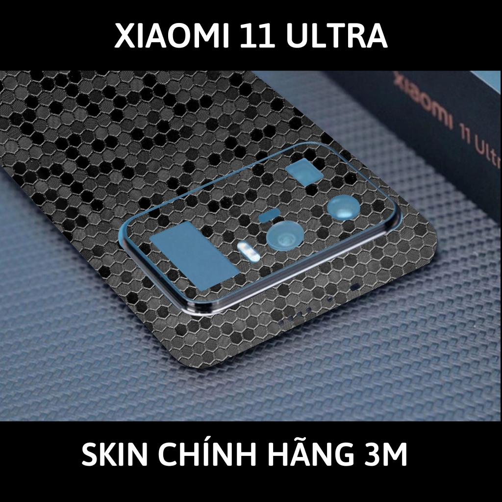 Skin 3m Mi 11 Ultra full body và camera nhập khẩu chính hãng USA phụ kiện điện thoại huỳnh tân store - Hexis Honeycomb Black - Warp Skin Collection