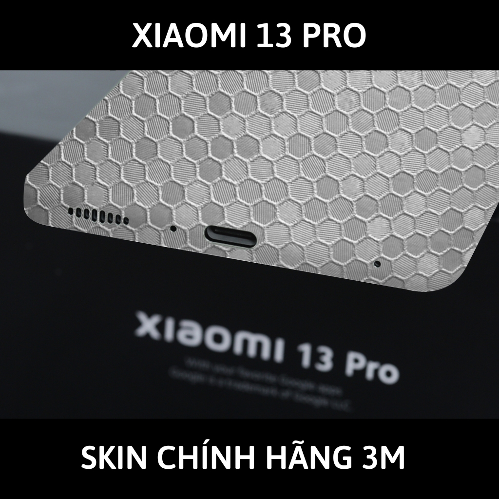 Skin 3m Mi 13 Ultra, Mi 13 Pro, Mi 13  full body và camera nhập khẩu chính hãng USA phụ kiện điện thoại huỳnh tân store - Oracal Honeycomb Silver - Warp Skin Collection