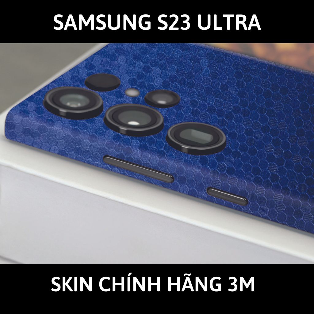 Dán skin điện thoại Samsung S23 Ultra full body và camera nhập khẩu chính hãng USA phụ kiện điện thoại huỳnh tân store - HONEYCOMB BLUE - Warp Skin Collection