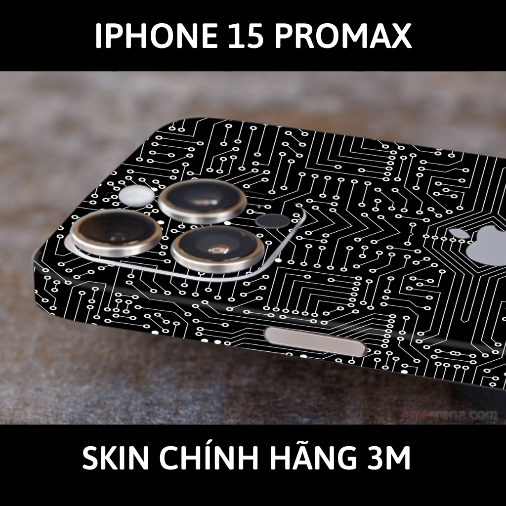 Dán skin điện thoại Iphone 15 Pro Max full body và camera nhập khẩu chính hãng USA phụ kiện điện thoại huỳnh tân store - Electronic Black White - Warp Skin Collection