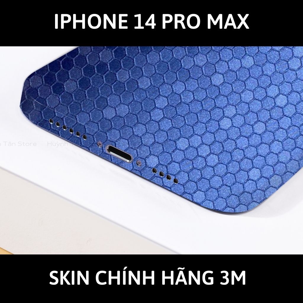 Skin 3m Iphone 14, Iphone 14 Pro, Iphone 14 Pro Max full body và camera nhập khẩu chính hãng USA phụ kiện điện thoại huỳnh tân store - Oracal Honeycomb Blue - Warp Skin Collection