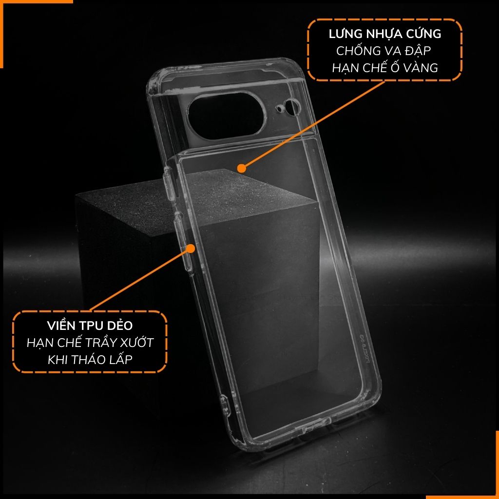 Ốp lưng google pixel 8 chống sốc CLEAR COLOR VER 4 trong suốt không ố vàng bảo vệ camera phụ kiện huỳnh tân store